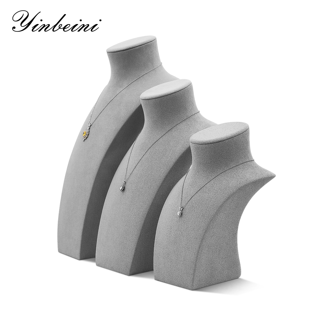 Yinbeini Necklace Display Stand Jewelry Display Props Microfiber Portrait display stand Vertical Mannequin Stand jewelry counter Blue RX013