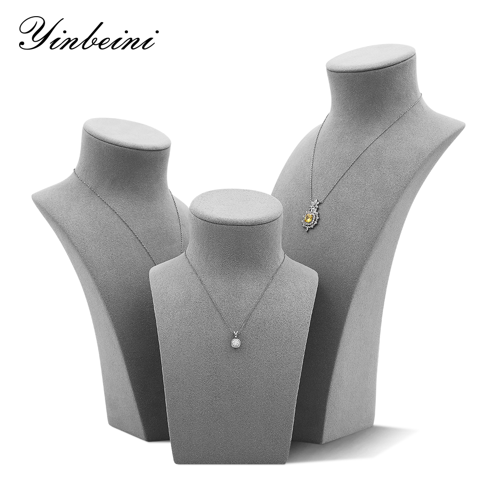 Yinbeini Microfiber Jewelry Display Props Vertical Mannequin Stand Portrait display stand Necklace Display Stand jewelry counter Black RX014
