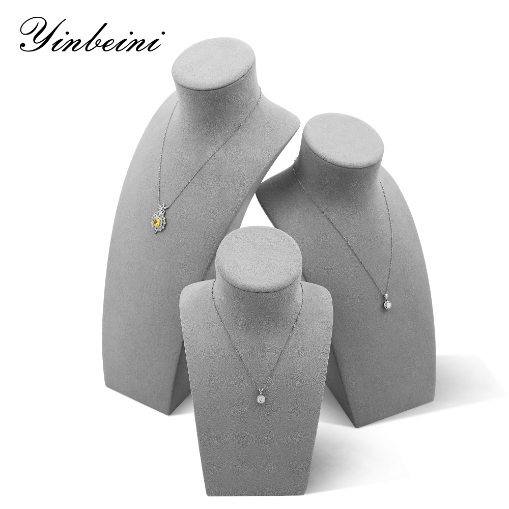 Yinbeini Microfiber Jewelry Display Props Vertical Mannequin Stand Portrait display stand Necklace Display Stand jewelry counter Black RX014