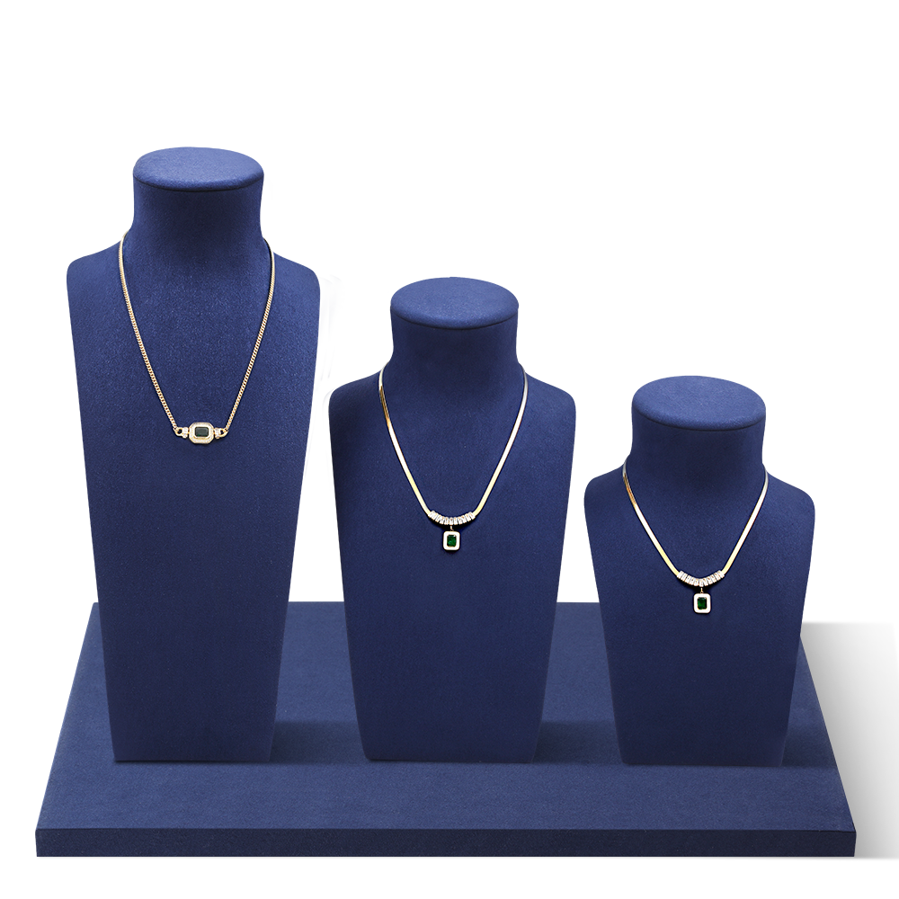 Yinbeini Necklace Display Stand Jewelry Display Props Microfiber Portrait display stand Vertical Mannequin Stand jewelry counter Blue RX013