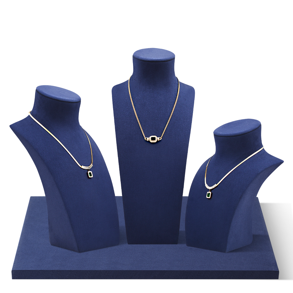 Yinbeini Necklace Display Stand Jewelry Display Props Microfiber Portrait display stand Vertical Mannequin Stand jewelry counter Blue RX013