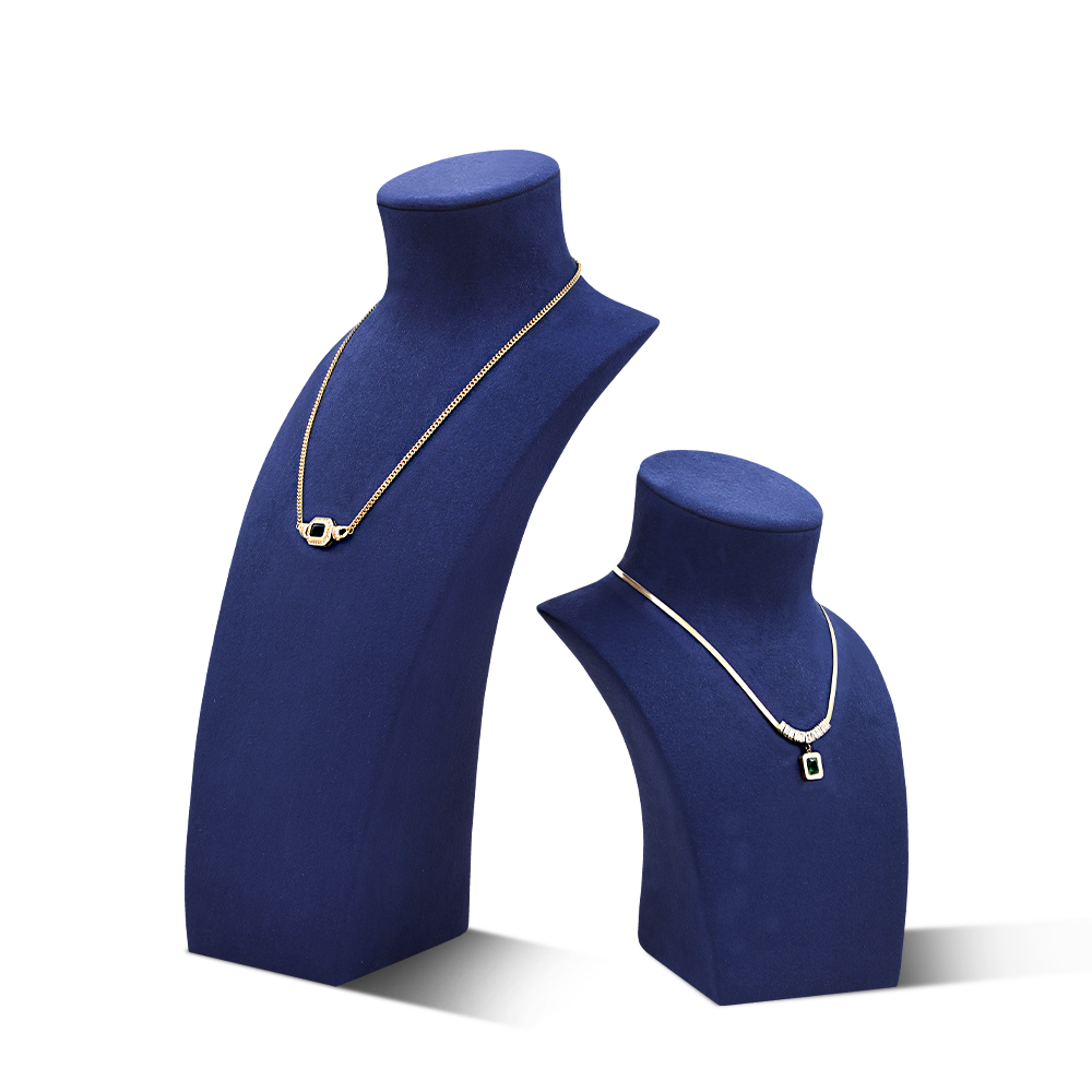 Yinbeini Necklace Display Stand Jewelry Display Props Microfiber Portrait display stand Vertical Mannequin Stand jewelry counter Blue RX013