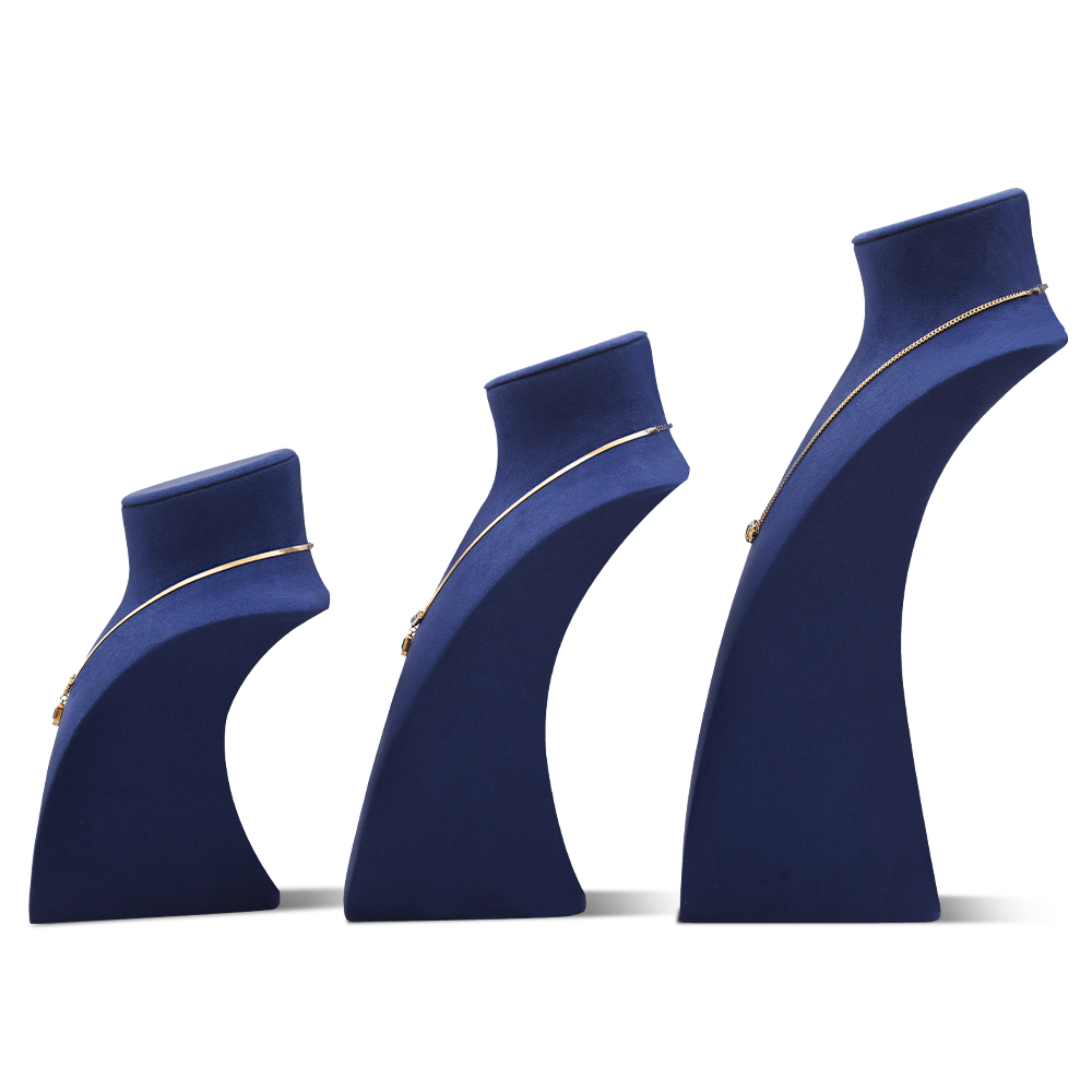 Yinbeini Necklace Display Stand Jewelry Display Props Microfiber Portrait display stand Vertical Mannequin Stand jewelry counter Blue RX013