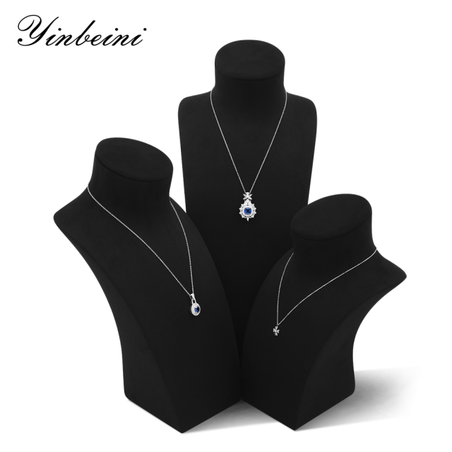 Yinbeini Portrait display stand Microfiber Necklace Display Stand Jewelry Display Props Vertical Mannequin Stand jewelry counter Gray RX012