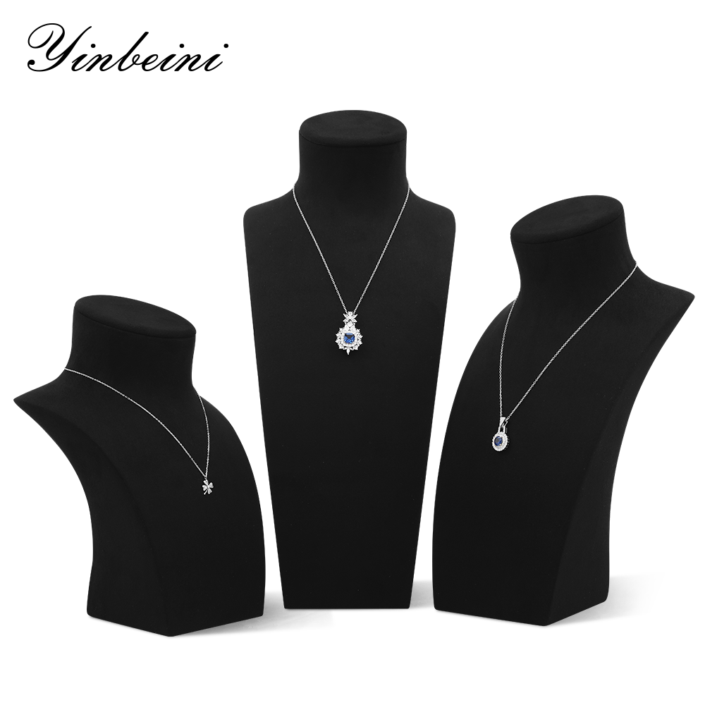 Yinbeini Portrait display stand Microfiber Necklace Display Stand Jewelry Display Props Vertical Mannequin Stand jewelry counter Gray RX012