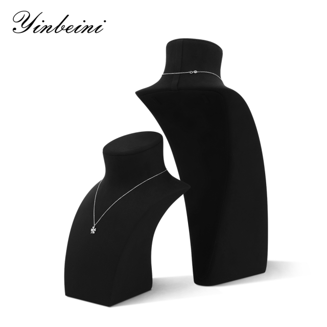 Yinbeini Microfiber Jewelry Display Props Vertical Mannequin Stand Portrait display stand Necklace Display Stand jewelry counter Black RX014