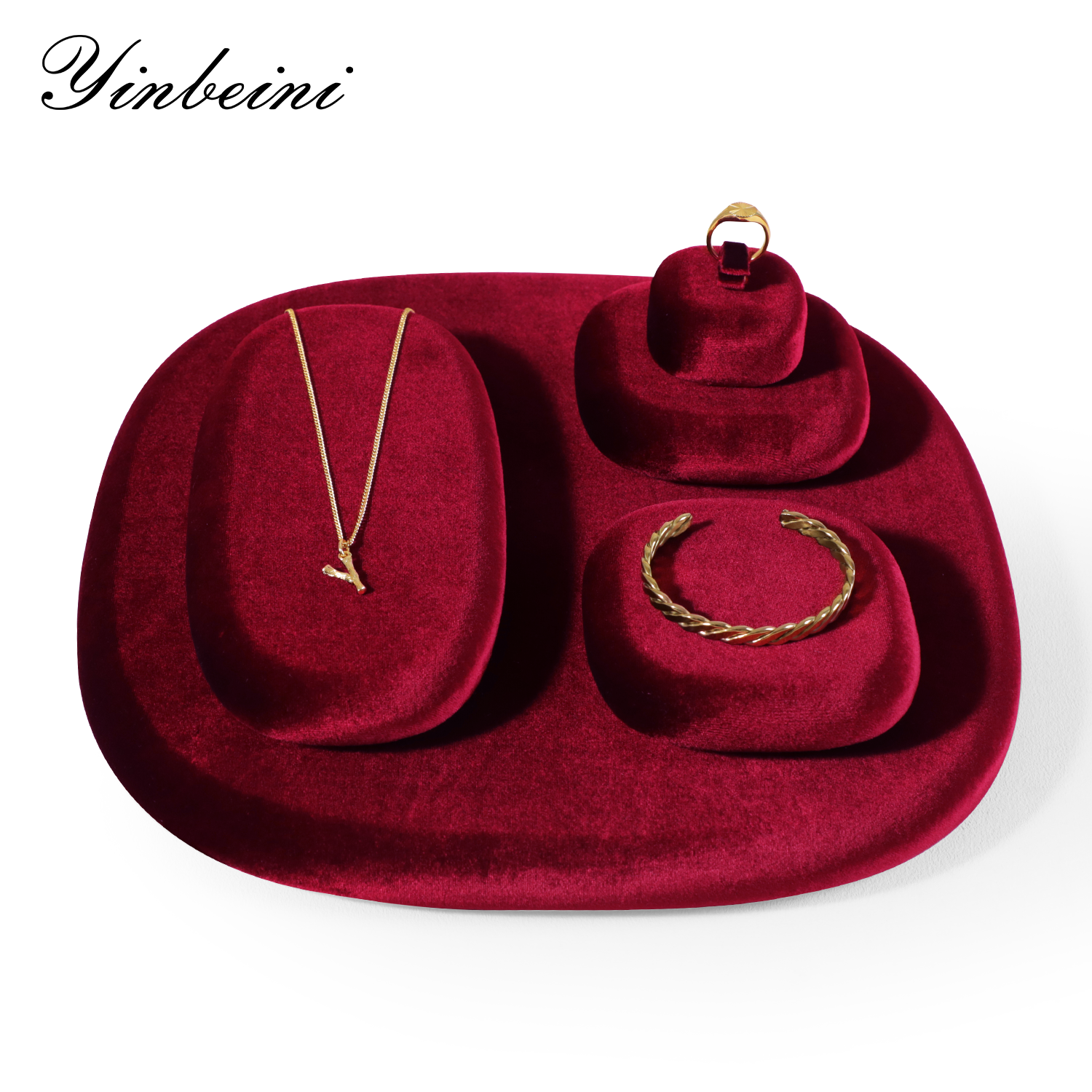 Yinbeini Romantic Velvet Irregular Jewelry Display Stand for Bridal Jewelry Soft Material for Wedding and Engagement Accessories TB024