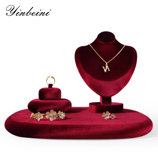 Yinbeini Romantic Velvet Irregular Jewelry Display Stand for Bridal Jewelry Soft Material for Wedding and Engagement Accessories TB024