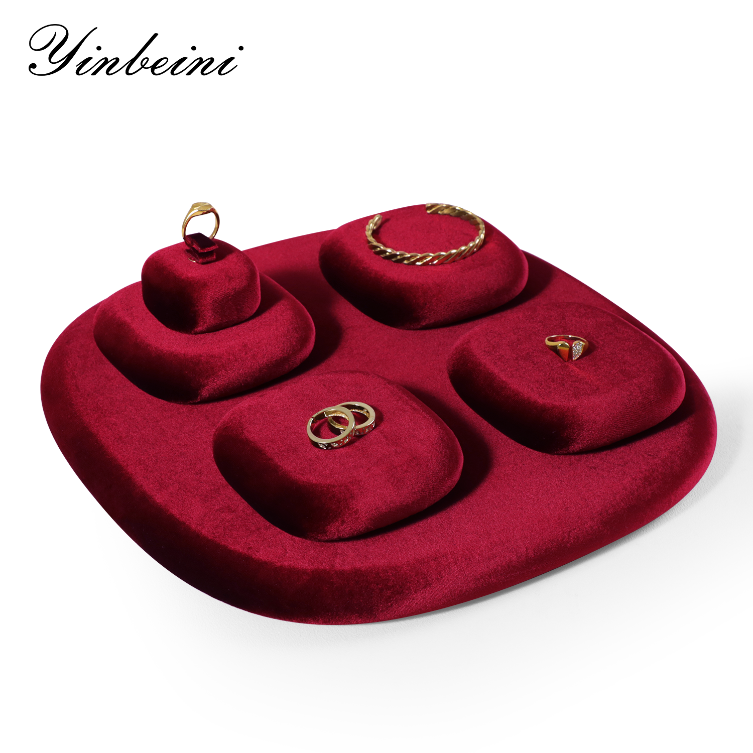Yinbeini Romantic Velvet Irregular Jewelry Display Stand for Bridal Jewelry Soft Material for Wedding and Engagement Accessories TB024