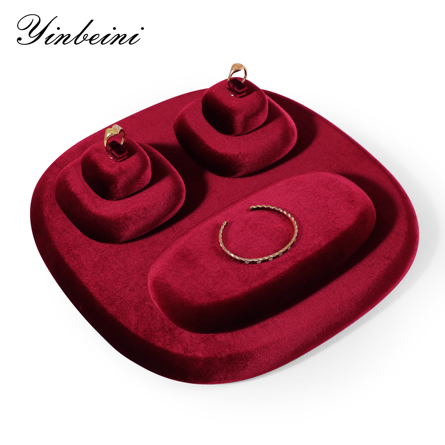 Yinbeini Romantic Velvet Irregular Jewelry Display Stand for Bridal Jewelry Soft Material for Wedding and Engagement Accessories TB024