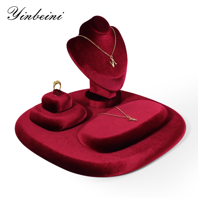 Yinbeini Romantic Velvet Irregular Jewelry Display Stand for Bridal Jewelry Soft Material for Wedding and Engagement Accessories TB024