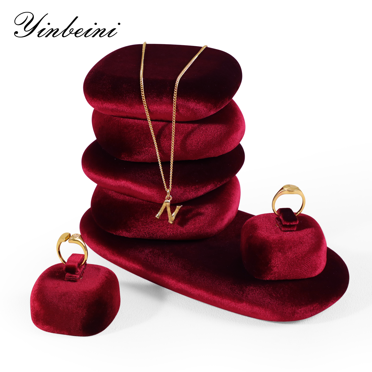 Yinbeini Romantic Velvet Irregular Jewelry Display Stand for Bridal Jewelry Soft Material for Wedding and Engagement Accessories TB024