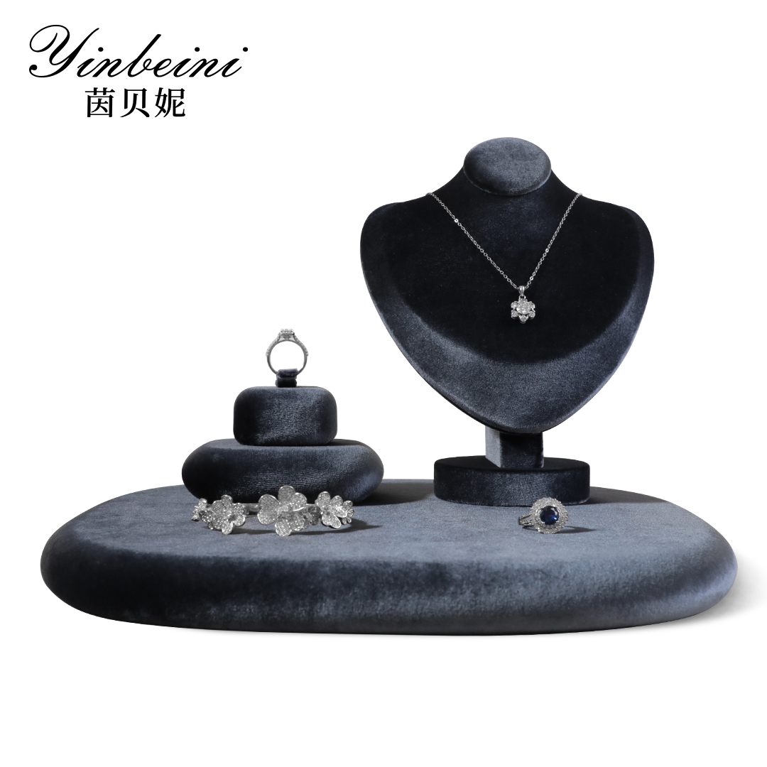 Yinbeini Irregular Velvet Jewelry Display Stand Kit for Jewelry Museums and Exhibitions Safe and Elegant for Antique and Fine Jewelry TB026