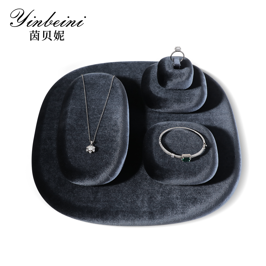 Yinbeini Irregular Velvet Jewelry Display Stand Kit for Jewelry Museums and Exhibitions Safe and Elegant for Antique and Fine Jewelry TB026