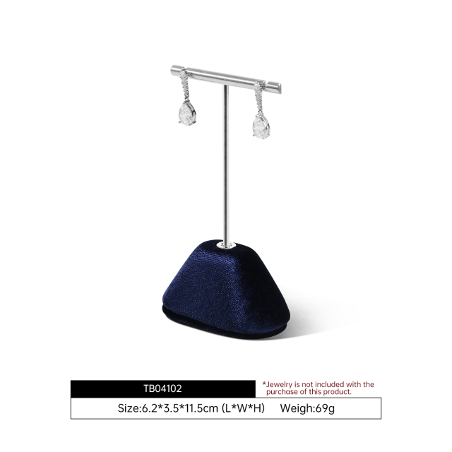 Yinbeini Gray Velvet Necklace Ring Earring Display Stand for Jewelry Safe Storage and Protection from Scratches TB042