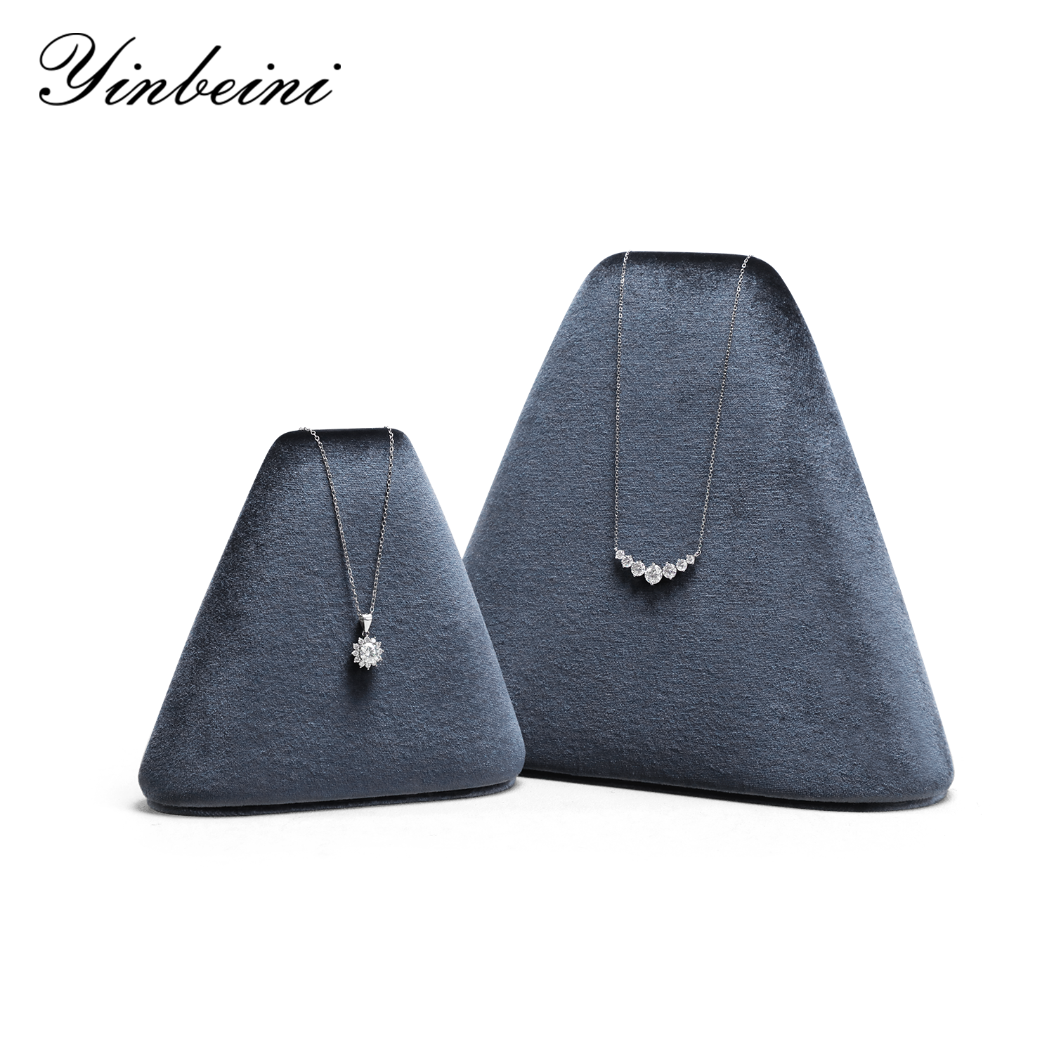 Yinbeini Gray Velvet Necklace Ring Earring Display Stand for Jewelry Safe Storage and Protection from Scratches TB042