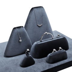 Yinbeini Gray Velvet Necklace Ring Earring Display Stand for Jewelry Safe Storage and Protection from Scratches TB042