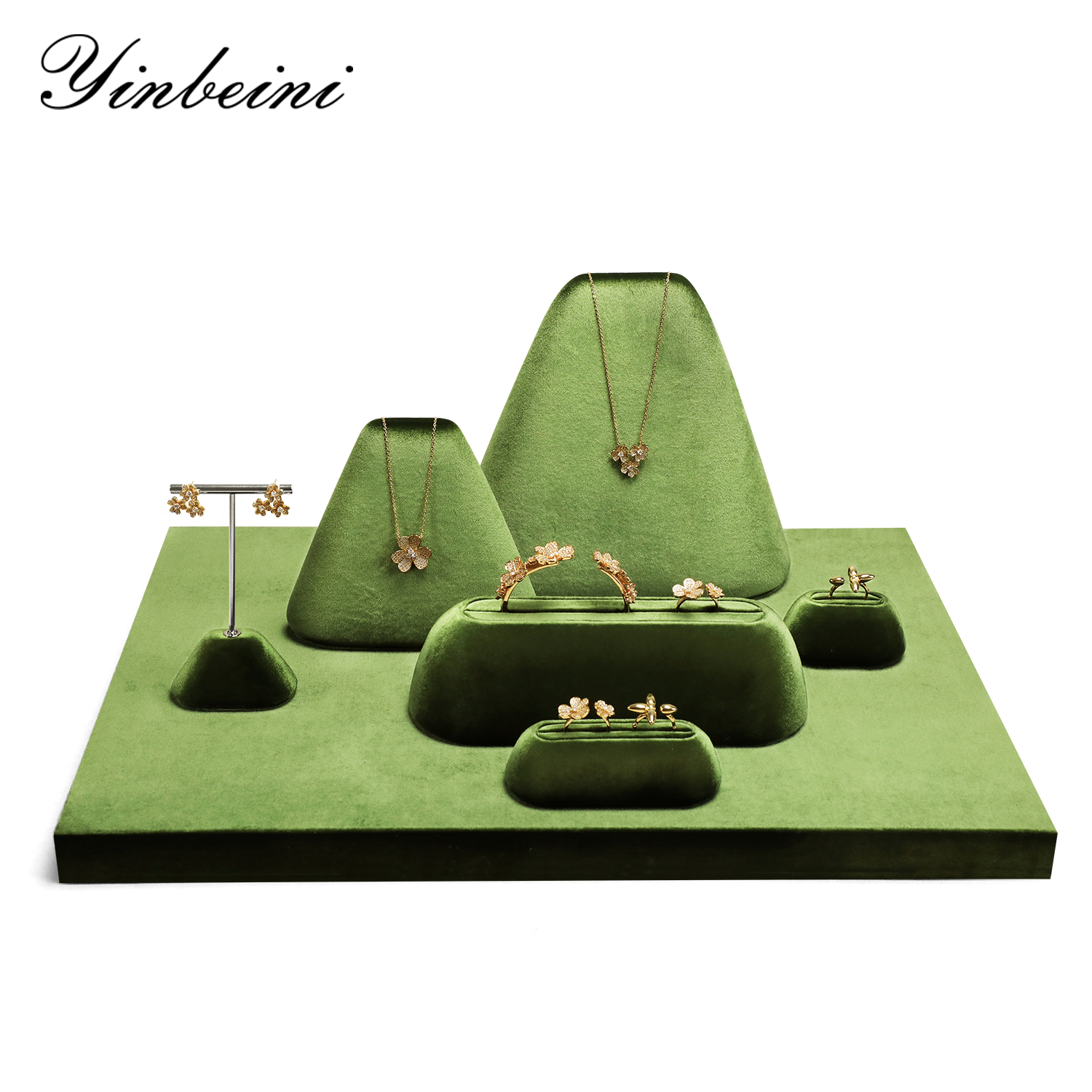 Yinbeini Velvet Necklace Ring Earring Display Stand with Durable Construction for Heavy Necklaces and Chains TB043