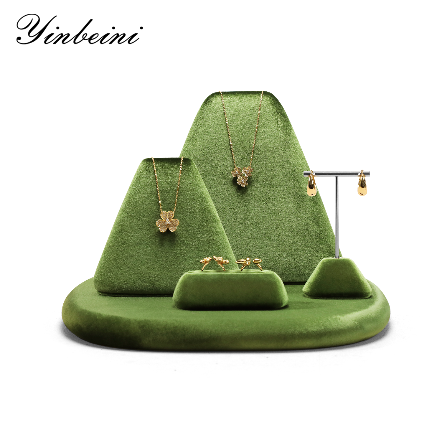 Yinbeini Velvet Necklace Ring Earring Display Stand with Durable Construction for Heavy Necklaces and Chains TB043