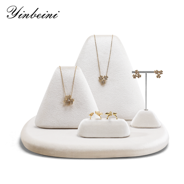 Yinbeini Velvet Necklace Ring Earring Display Stand for Complete Jewelry Ideal for Bridal Gifts Wedding Jewelry and Luxury Accessories TB044