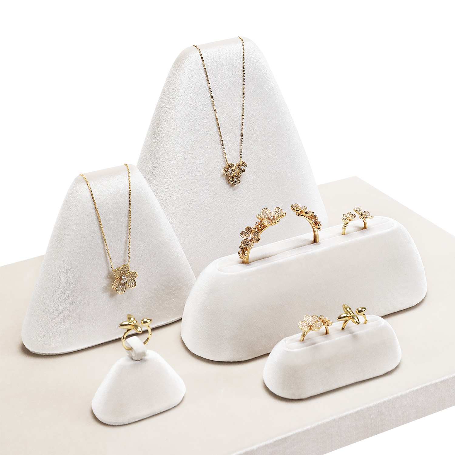 Yinbeini Velvet Necklace Ring Earring Display Stand for Complete Jewelry Ideal for Bridal Gifts Wedding Jewelry and Luxury Accessories TB044