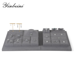 Yinbeini Gray Microfiber Jewelry Display Set for Different Jewelry of Various Styles Great for Bridal Jewelry and Retail TT013