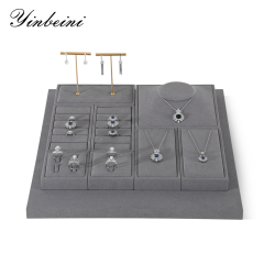 Yinbeini Gray Microfiber Jewelry Display Set for Different Jewelry of Various Styles Great for Bridal Jewelry and Retail TT013