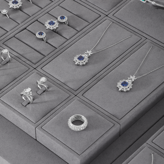 Yinbeini Gray Microfiber Jewelry Display Set for Different Jewelry of Various Styles Great for Bridal Jewelry and Retail TT013