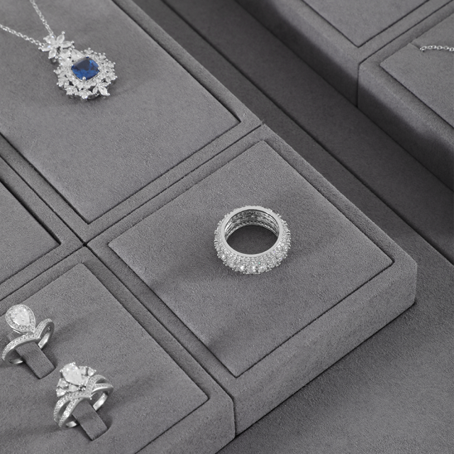 Yinbeini Gray Microfiber Jewelry Display Set for Different Jewelry of Various Styles Great for Bridal Jewelry and Retail TT013