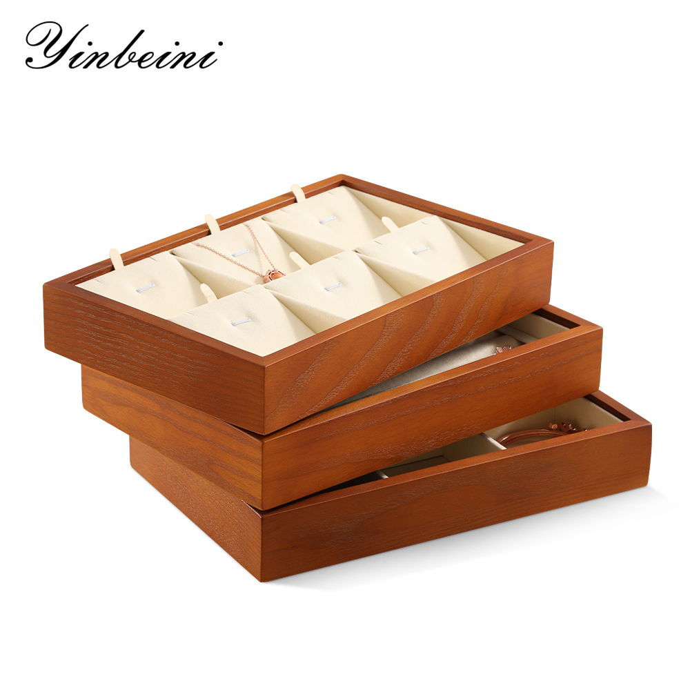 Yinbeini Natural Wood Jewelry Box for Earrings with Divided Compartments Great for Preventing Tangling and Losing Small Earring Pieces X010