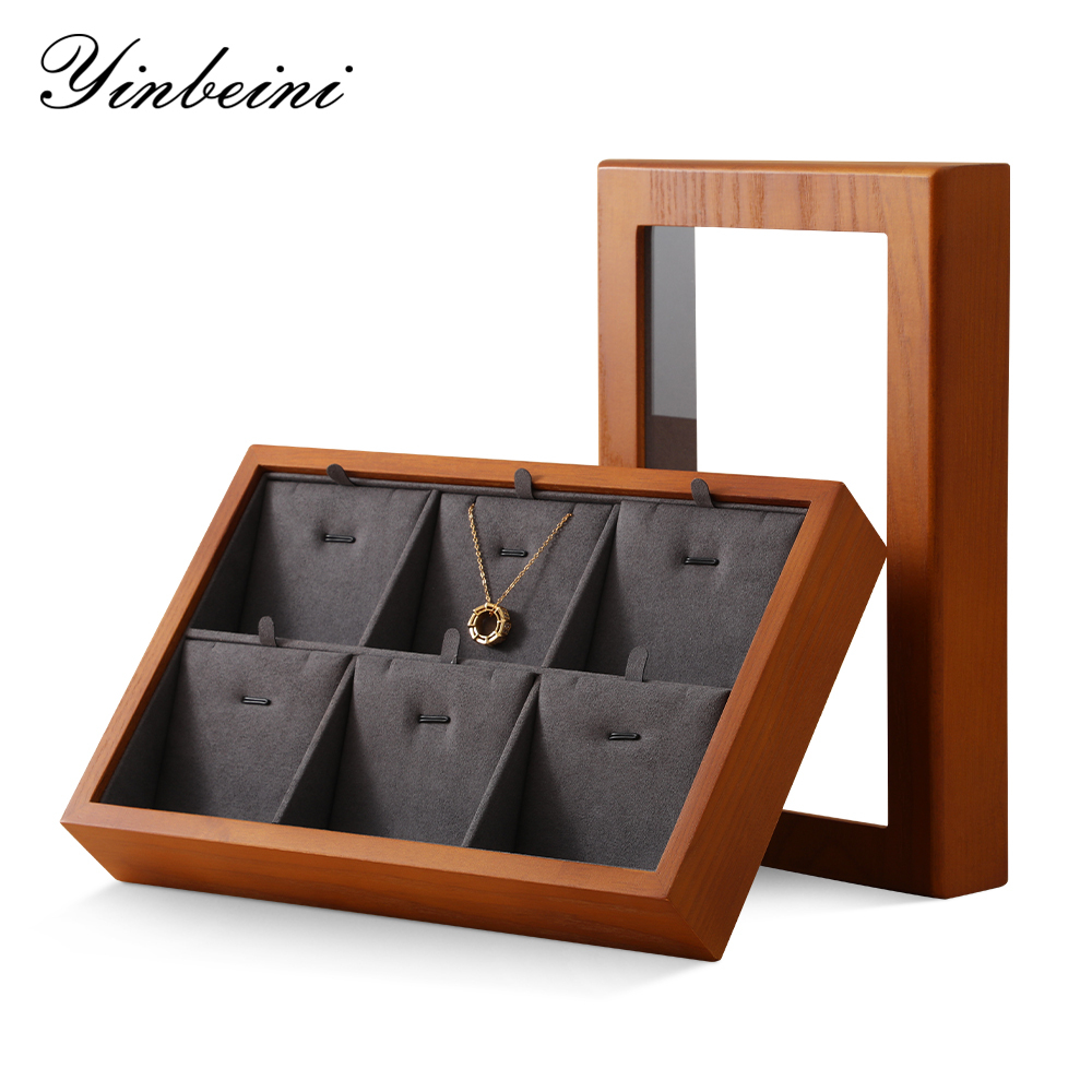 Yinbeini Natural Wood Jewelry Box for Earrings with Divided Compartments Great for Preventing Tangling and Losing Small Earring Pieces X010