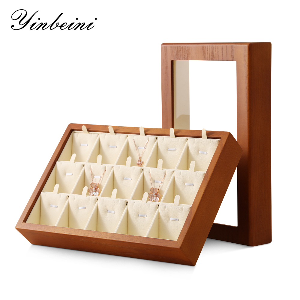 Yinbeini Natural Wood Jewelry Box for Earrings with Divided Compartments Great for Preventing Tangling and Losing Small Earring Pieces X010