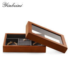 Yinbeini Natural Wood Jewelry Box for Earrings with Divided Compartments Great for Preventing Tangling and Losing Small Earring Pieces X010