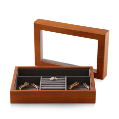 Yinbeini Natural Wood Jewelry Box for Earrings with Divided Compartments Great for Preventing Tangling and Losing Small Earring Pieces X010