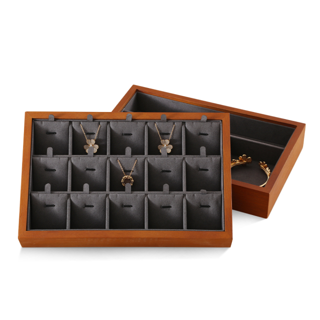 Yinbeini Natural Wood Jewelry Box for Earrings with Divided Compartments Great for Preventing Tangling and Losing Small Earring Pieces X010