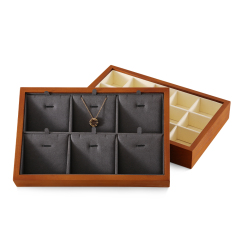 Yinbeini Natural Wood Jewelry Box for Earrings with Divided Compartments Great for Preventing Tangling and Losing Small Earring Pieces X010