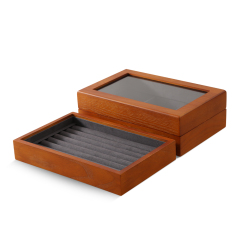 Yinbeini Natural Wood Jewelry Box for Earrings with Divided Compartments Great for Preventing Tangling and Losing Small Earring Pieces X010
