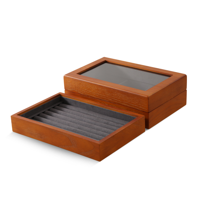 Yinbeini Natural Wood Jewelry Box for Earrings with Divided Compartments Great for Preventing Tangling and Losing Small Earring Pieces X010