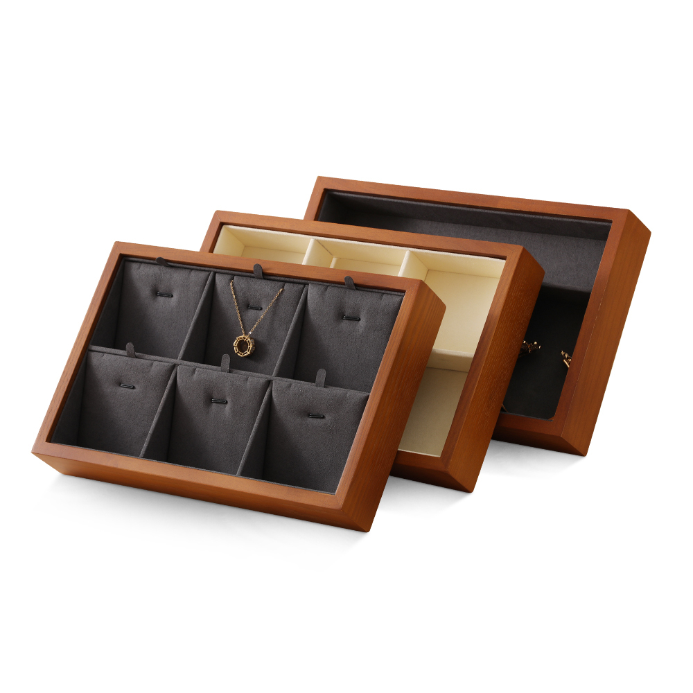 Yinbeini Natural Wood Jewelry Box for Earrings with Divided Compartments Great for Preventing Tangling and Losing Small Earring Pieces X010