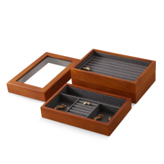 Yinbeini Natural Wood Jewelry Box for Earrings with Divided Compartments Great for Preventing Tangling and Losing Small Earring Pieces X010