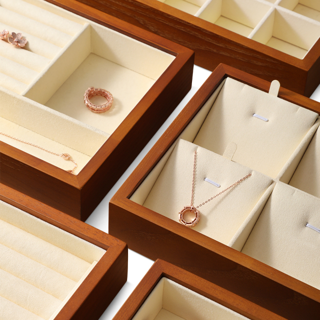 Yinbeini Natural Wood Jewelry Box for Earrings with Divided Compartments Great for Preventing Tangling and Losing Small Earring Pieces X010