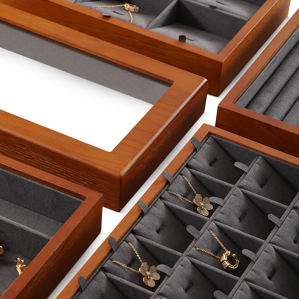 Yinbeini Natural Wood Jewelry Box for Earrings with Divided Compartments Great for Preventing Tangling and Losing Small Earring Pieces X010