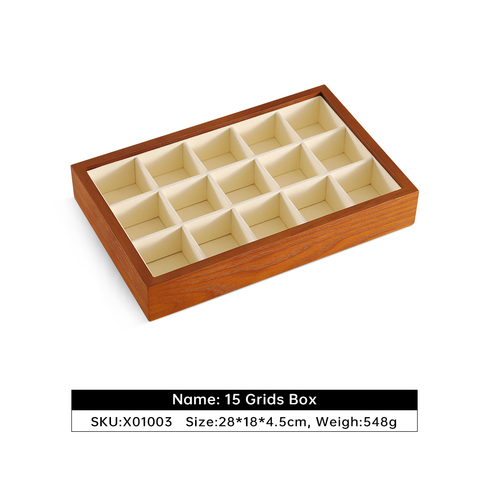 Yinbeini Natural Wood Jewelry Box for Earrings with Divided Compartments Great for Preventing Tangling and Losing Small Earring Pieces X010