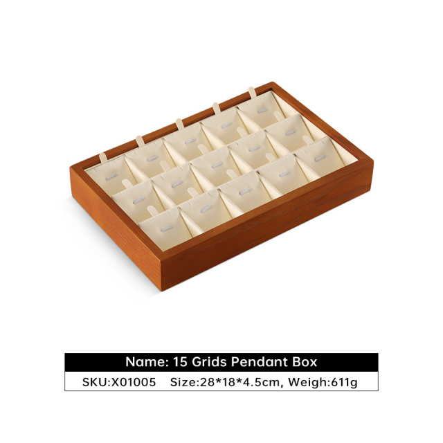 Yinbeini Natural Wood Jewelry Box for Earrings with Divided Compartments Great for Preventing Tangling and Losing Small Earring Pieces X010