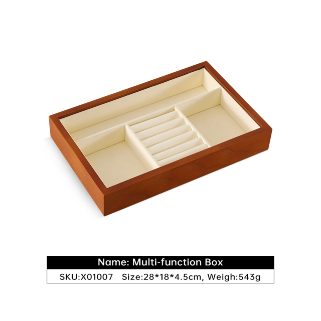 Yinbeini Natural Wood Jewelry Box for Earrings with Divided Compartments Great for Preventing Tangling and Losing Small Earring Pieces X010