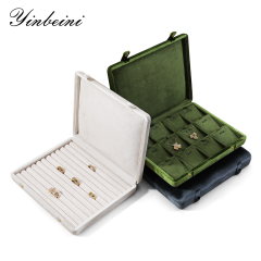 Yinbeini Ring Earring Pendant Storage Organizer Large Space Display Box Velvet Jewelry Storage Case Jeweler Memorial day gift box XB004