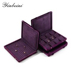 Yinbeini Velvet Jewelry Storage Case Ring Earring Pendant Storage Organizer Large Space Display Box Jeweler Memorial day gift box XB002