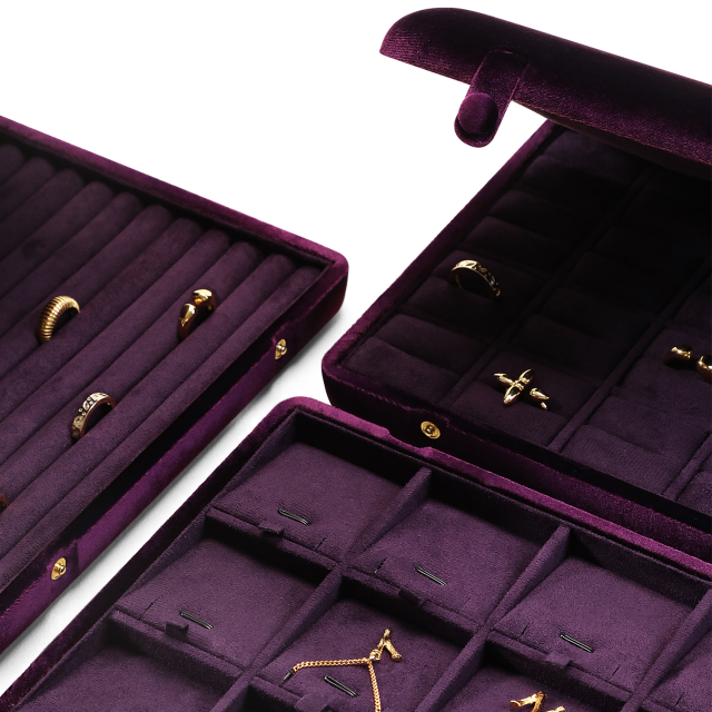 Yinbeini Velvet Jewelry Storage Case Ring Earring Pendant Storage Organizer Large Space Display Box Jeweler Memorial day gift box XB002