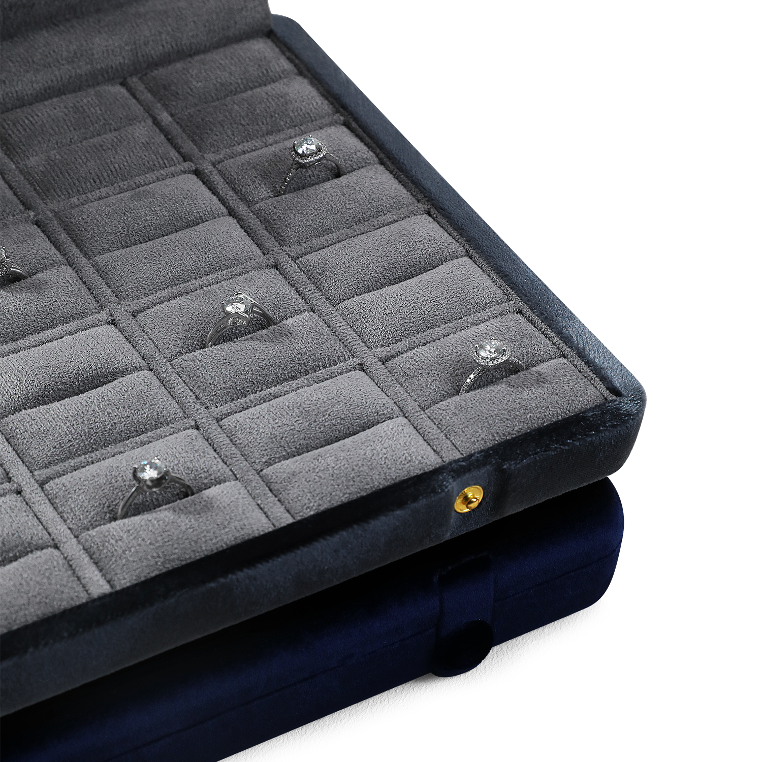 Yinbeini Ring Earring Pendant Storage Organizer Large Space Display Box Velvet Jewelry Storage Case Jeweler Memorial day gift box XB004