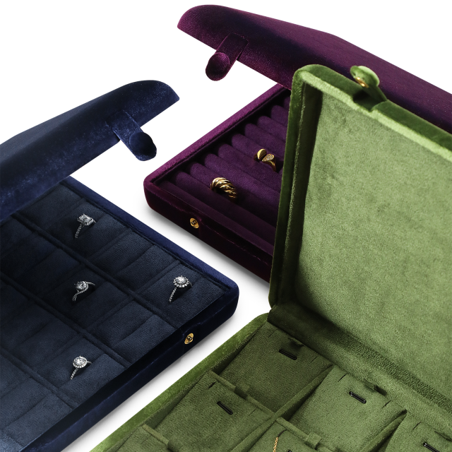 Yinbeini Velvet Large Space Display Box Jewelry Storage Case Ring Earring Pendant Storage Organizer Jeweler Memorial day gift box XB006